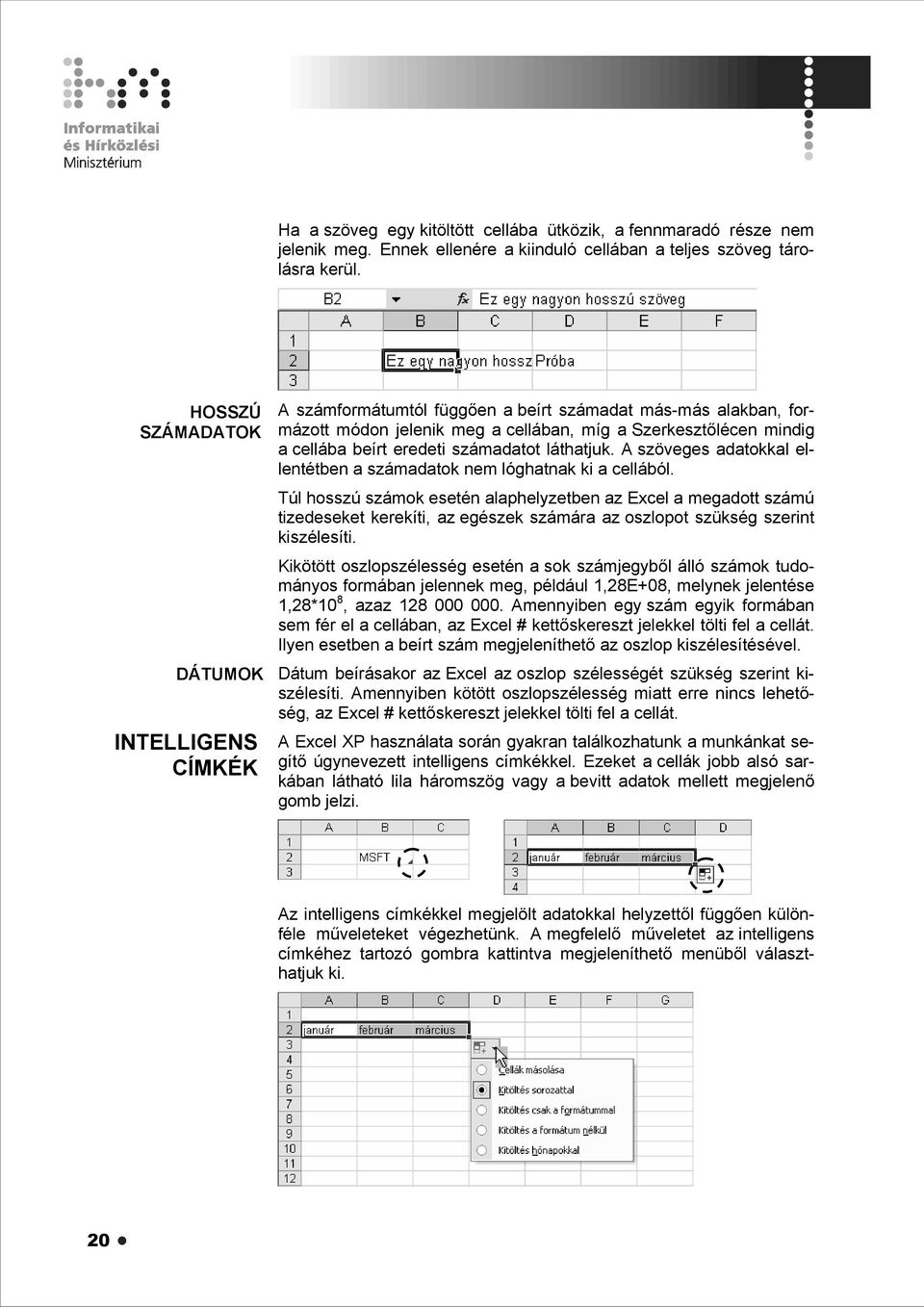 számadatot láthatjuk. A szöveges adatokkal ellentétben a számadatok nem lóghatnak ki a cellából.