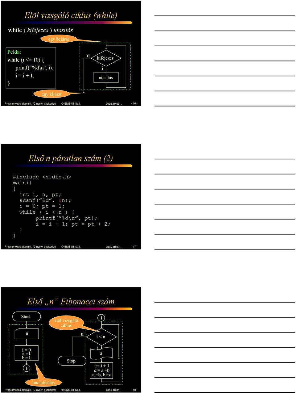 h> ma() { t,, pt; scaf( %d, &); = ; pt = ; whle ( < ) { prtf( %d\, pt); = + ; pt = pt + 2; Programozás alapja I.