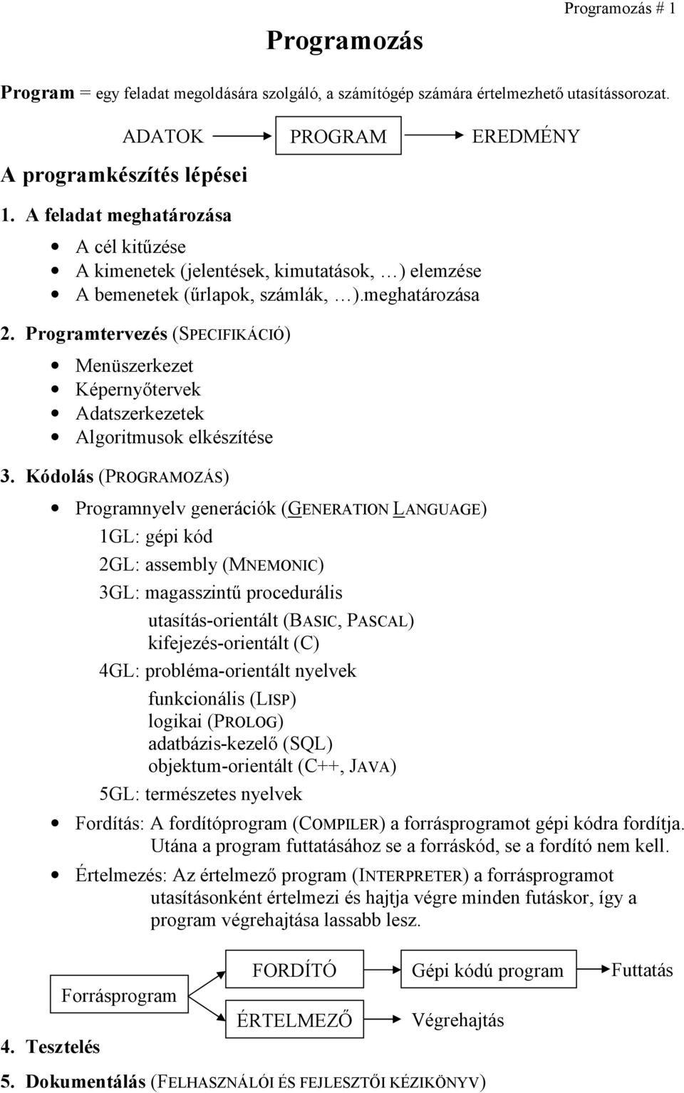 Programtervezés (SPECFKÁCÓ) Menüszerkezet Képernyőtervek Adatszerkezetek Algoritmusok elkészítése 3.