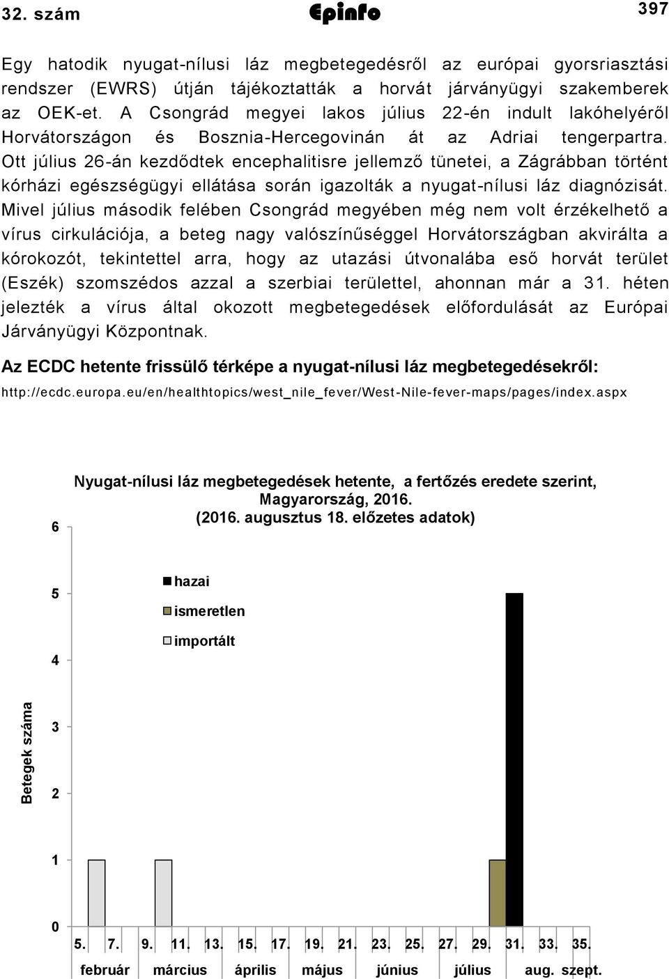 Ott július 26-án kezdődtek encephalitisre jellemző tünetei, a Zágrábban történt kórházi egészségügyi ellátása során igazolták a nyugat-nílusi láz diagnózisát.