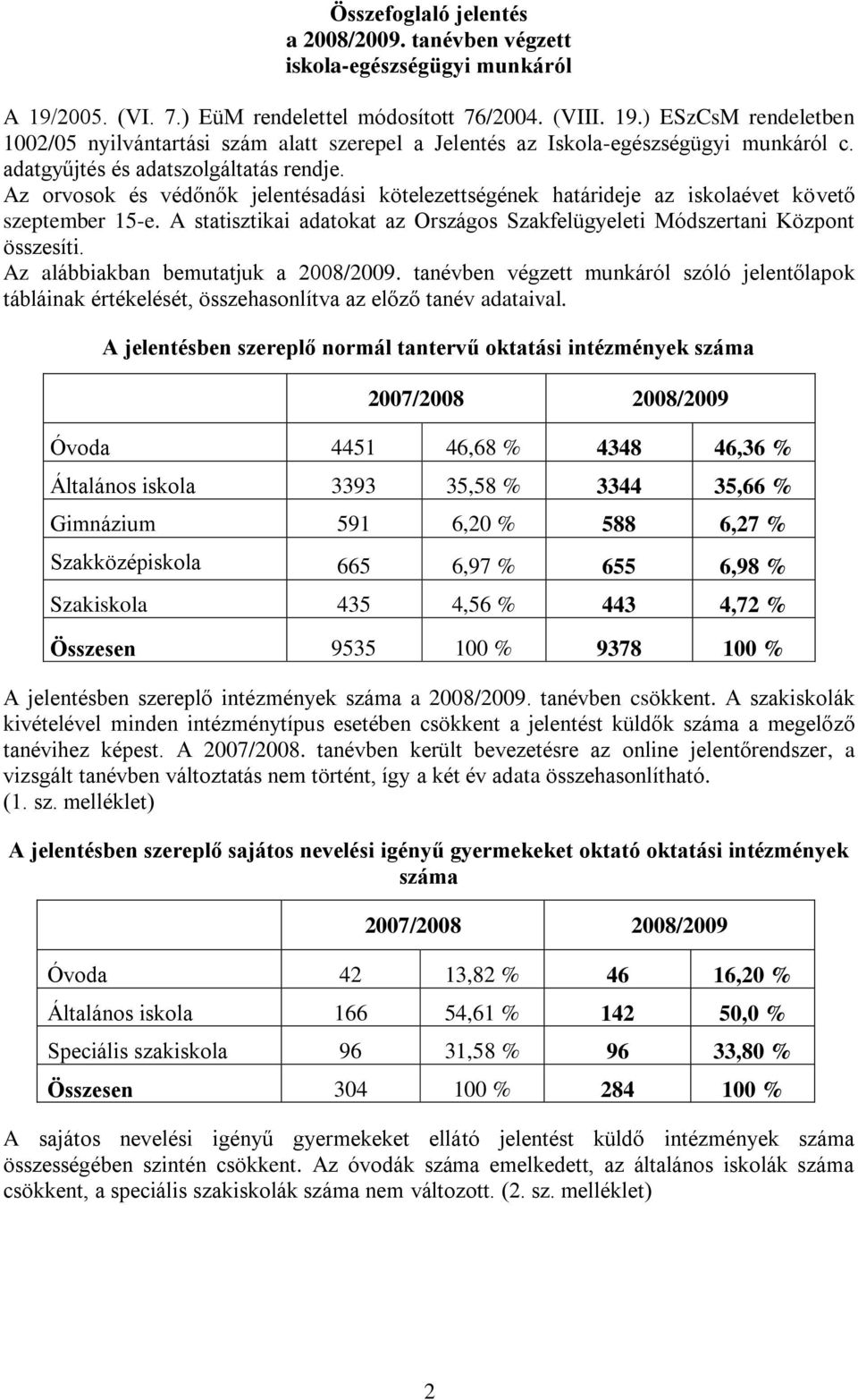 A statisztikai adatokat az Országos Szakfelügyeleti Módszertani Központ összesíti. Az alábbiakban bemutatjuk a.