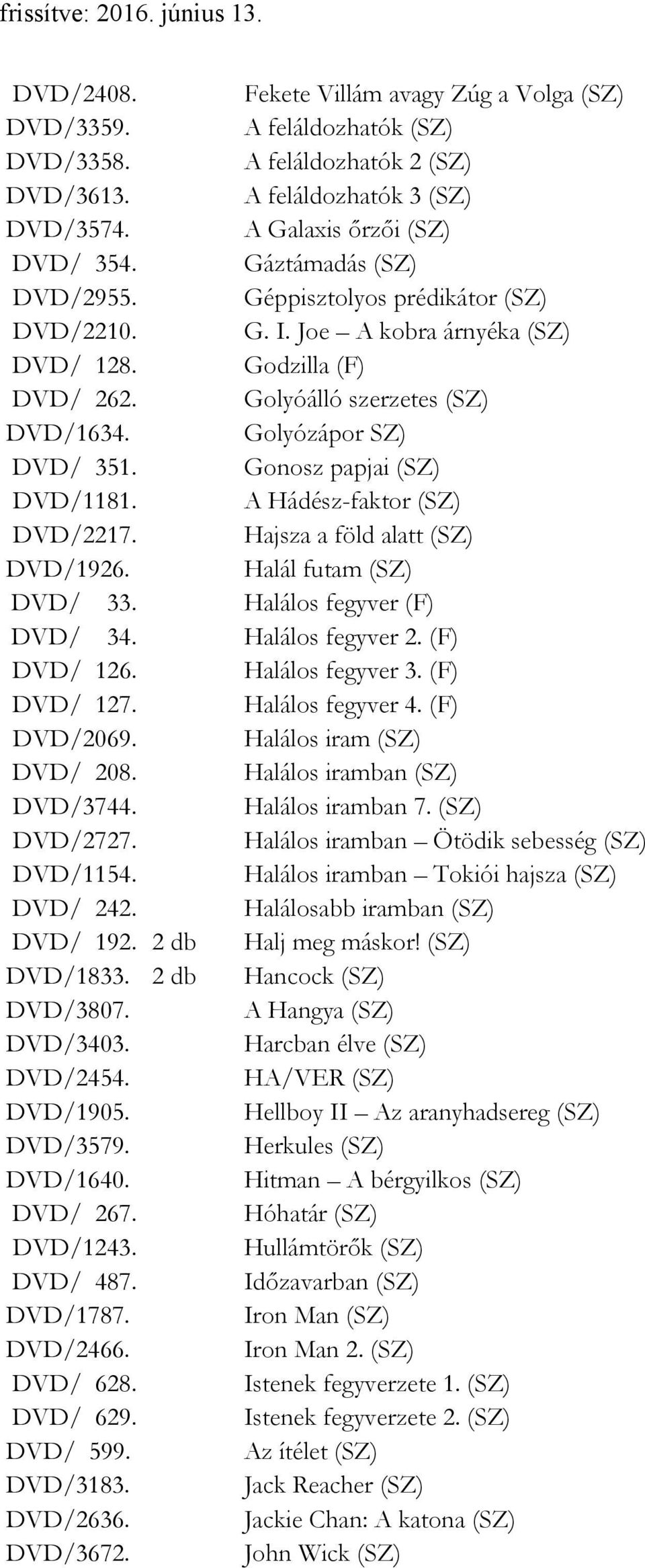 DVD/ 629. DVD/ 599. DVD/3183. DVD/2636. DVD/3672.