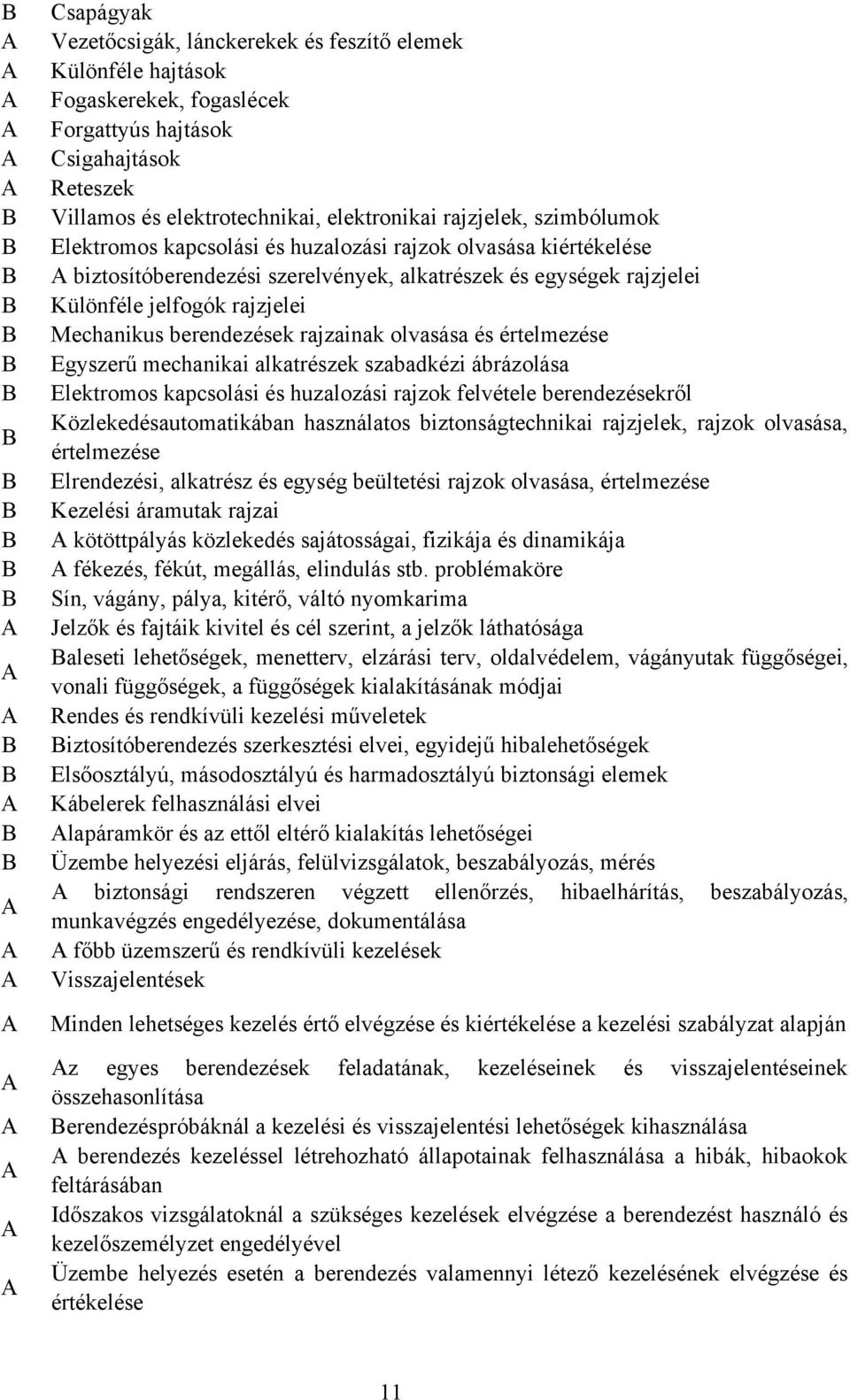 rajzainak olvasása és értelmezése Egyszerű mechanikai alkatrészek szabadkézi ábrázolása Elektromos kapcsolási és huzalozási rajzok felvétele berendezésekről Közlekedésautomatikában használatos