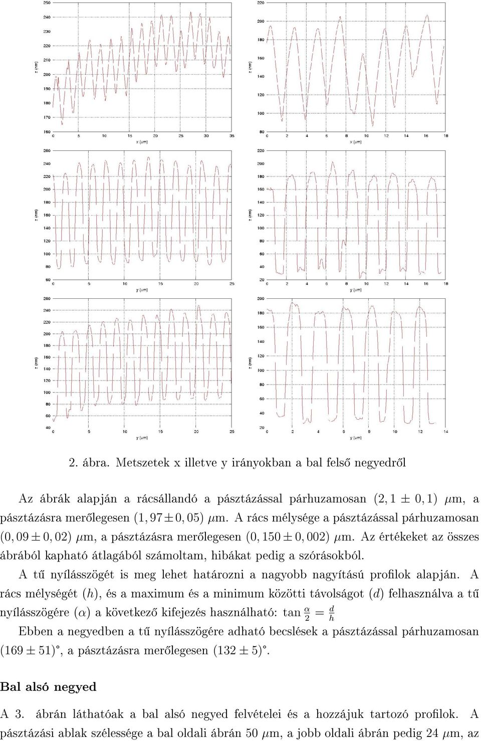 A t nyílásszögét is meg lehet határozni a nagyobb nagyítású prolok alapján.