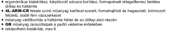 STYL ARM CHROME C STYL ARM KARFÁS LÁTOGATÓSZÉK KRÓMOZOTT VÁZ, FEKETE MŐANYAG KARFA,