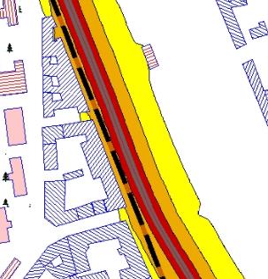 Stratégiai küszöbérték L den mutatóra: 63 db 30. sz. fővonal: L éjjel mutatóra: 55 db 30. sz. fővonal: A 30. sz. fővonal környezetében a homlokzati zajterhelés a következő szakaszokon haladja meg a 63 db-es küszöbértéket: A 30.