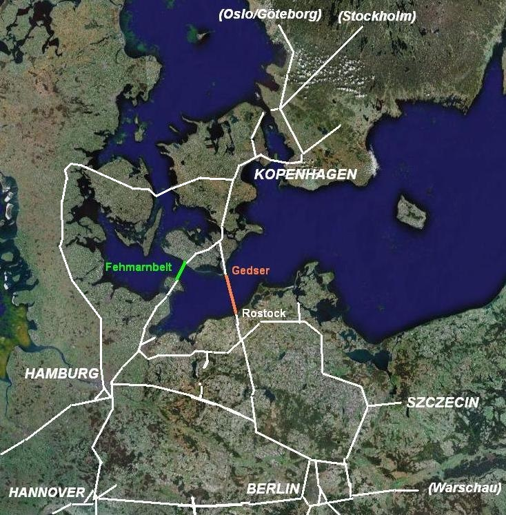 Rodby Puttgarden híd/alagút D&DK Hossz: 20 km Forgalom: 5ezer jármű/nap Vasút 1 vágány