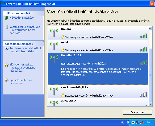 Kapcsolódás a Robotino-hoz Robotino