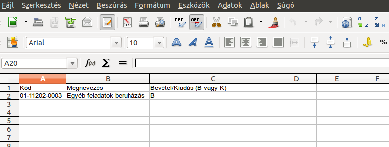 A kitöltött fájl feltöltését az Importálandó adatok blokkban tudjuk megtenni. Az alábbi példával illusztráljuk a feltöltés folyamatát. 3.
