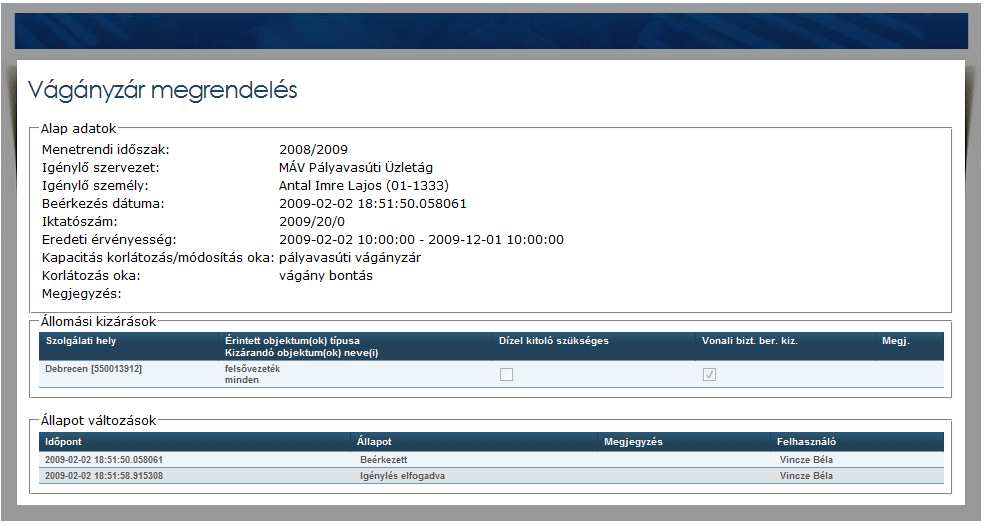 menetvonal-igényeknél megszokott módon kiexportálható excel