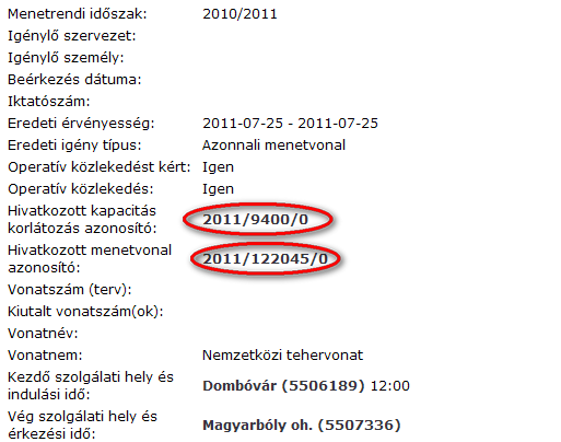 3. A menetvonal részletes adatlapján a változások ikonra kattintva, a