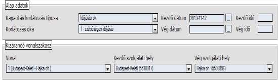 Időjárási ok típusú korlátozás esetén, egy jelzésen belül kizárható egy teljes vasútvonal, vagy annak meghatározott szakasza.