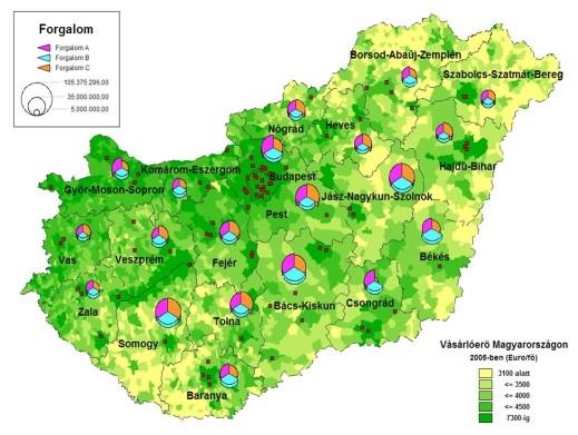 GfK Vásárlóerő elemzési lehetőségek Területi tervezés értékesítési területek kiértékelése, kialakítása, optimilizálása A GfK Vásárlőerő összevetése