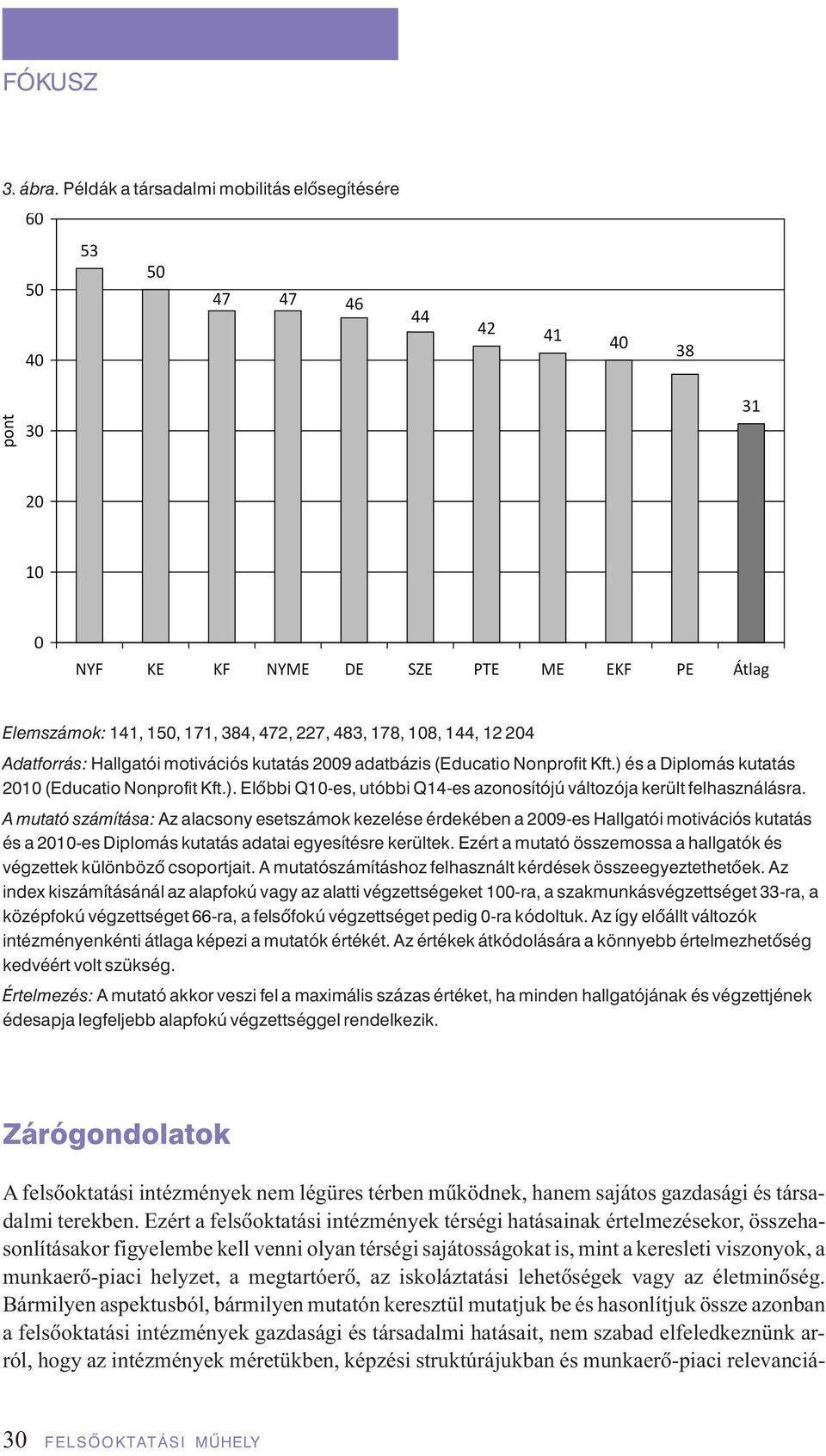 ) és a Diplomás kutatás 2010 (Educatio Nonprofit Kft.). Elôbbi Q10-es, utóbbi Q14-es azonosítójú változója került felhasználásra.
