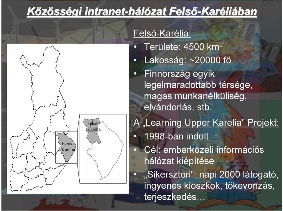 stb. A Learning Upper Karelia Projekt: 1998-ban indult Cél: emberközeli információs