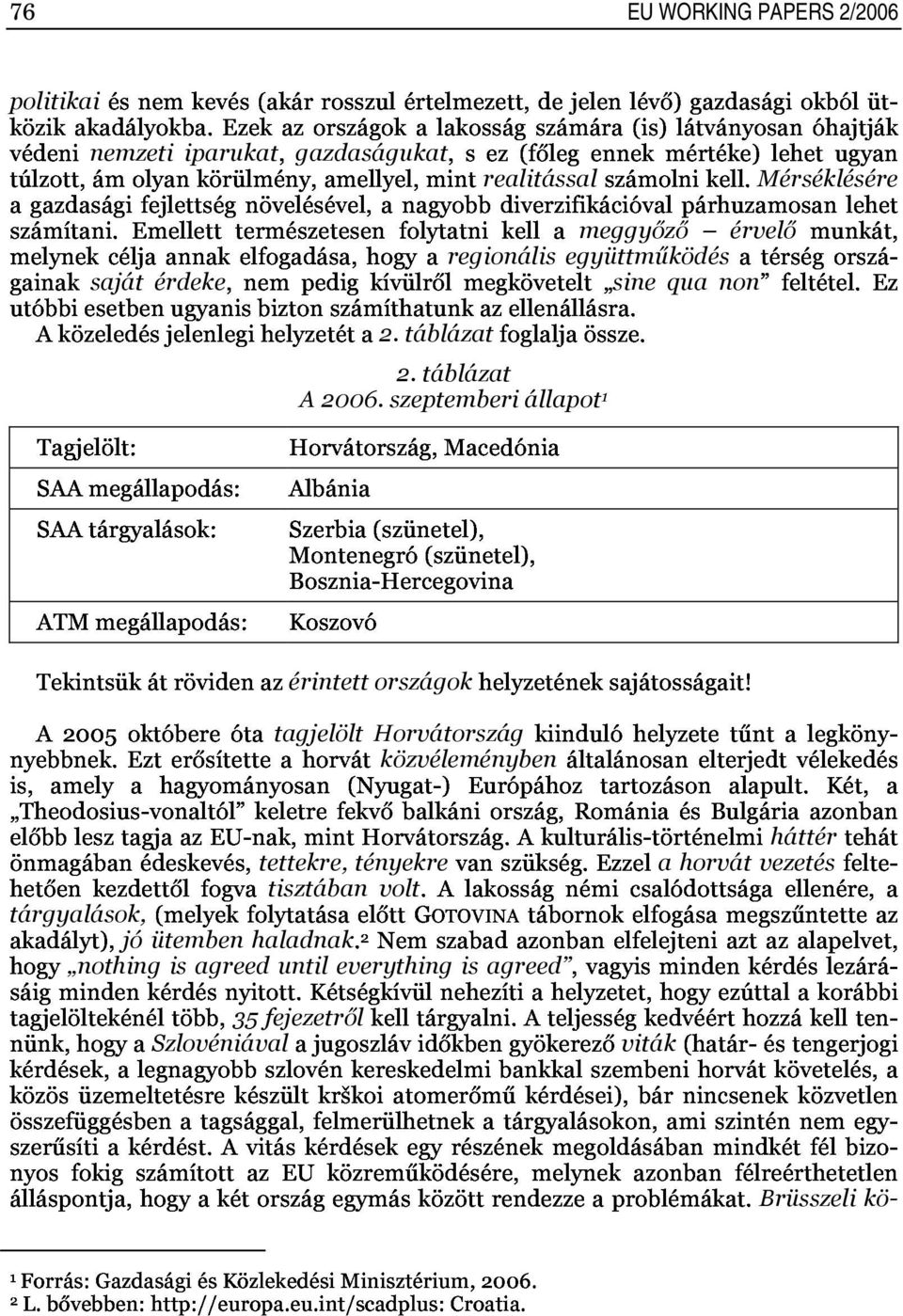 iparukat,gazdaságukat,sez(főlegennekmértéke)lehetugyan 76 EU WORKING PAPERS 2/2006 utóbbiesetbenugyanisbiztonszámíthatunkazellenállásra. együttműködésatérségorszái non feltétel.