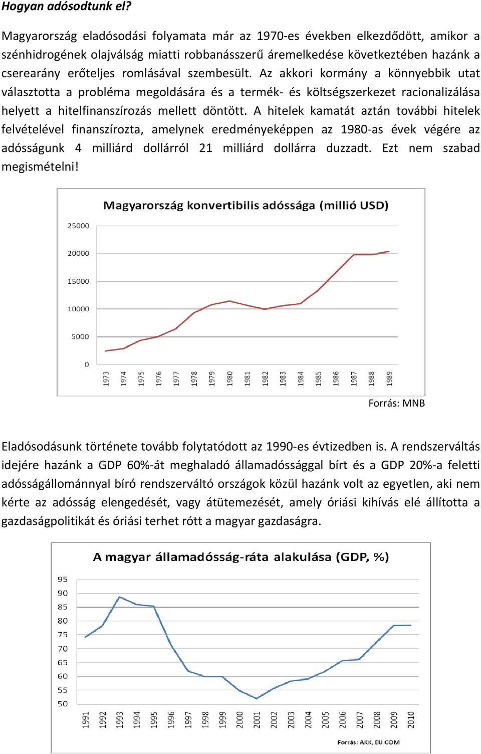 szembesült. Az akkori kormány a könnyebbik utat választotta a probléma megoldására és a termék és költségszerkezet racionalizálása helyett a hitelfinanszírozás mellett döntött.