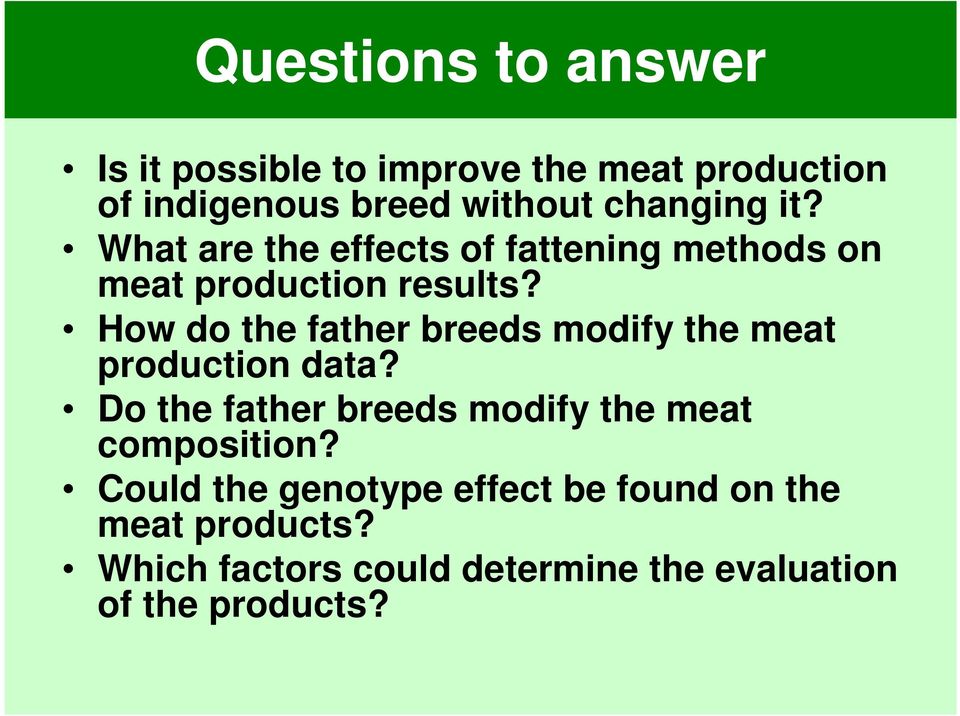 How do the father breeds modify the meat production data?