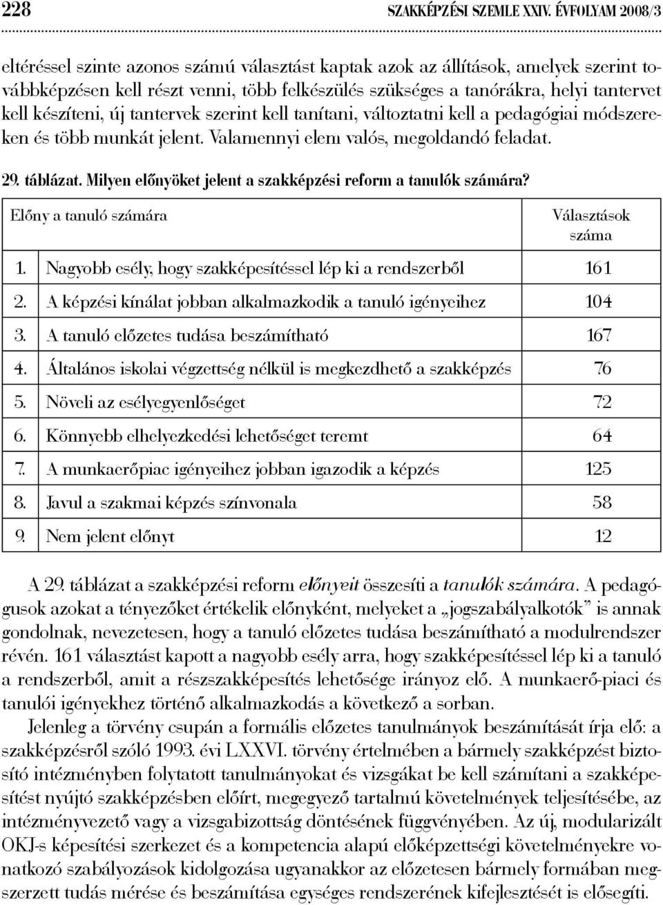 készíteni, új tantervek szerint kell tanítani, változtatni kell a pedagógiai módszereken és több munkát jelent. Valamennyi elem valós, megoldandó feladat. 29. táblázat.