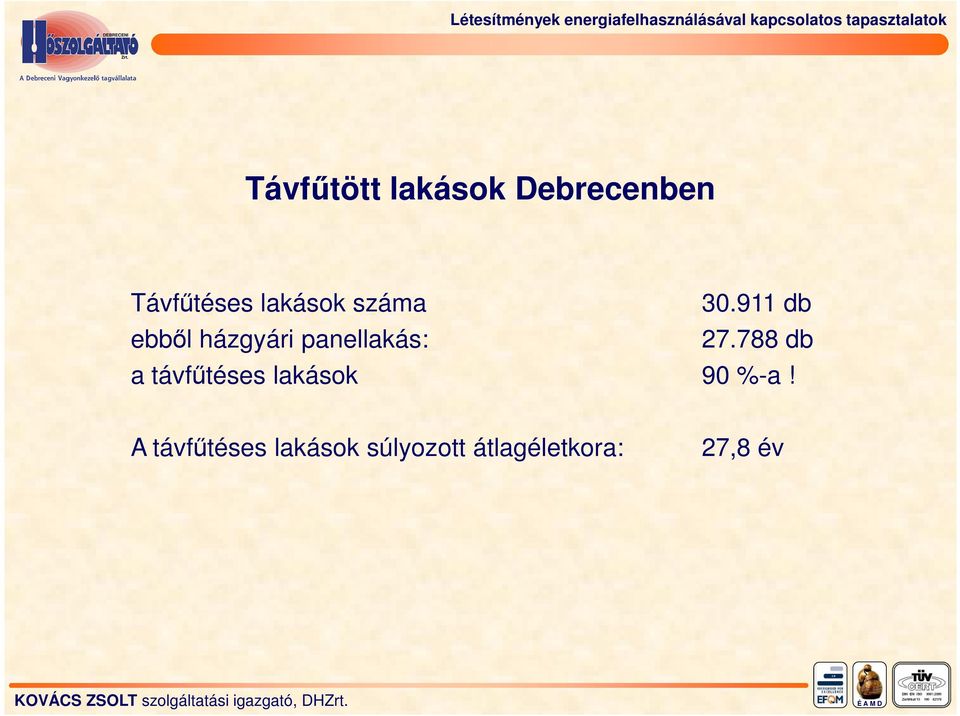 lakások száma 30.911 db ebbıl házgyári panellakás: 27.