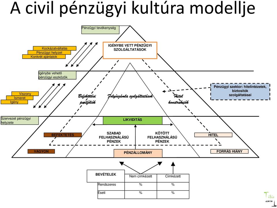 konstrukciók Pénzügyi szektor: hitelintézetek, biztosítók szolgáltatásai Szervezet pénzügyi helyzete LIKVIDITÁS BEFEKTETÉS SZABAD