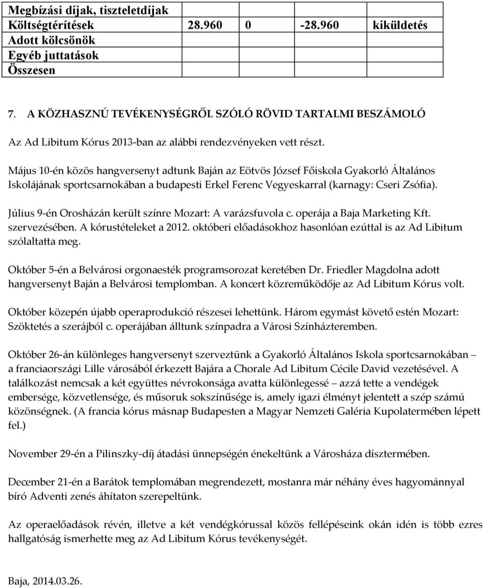 Május 10-én közös hangversenyt adtunk Baján az Eötvös József Főiskola Gyakorló Általános Iskolájának sportcsarnokában a budapesti Erkel Ferenc Vegyeskarral (karnagy: Cseri Zsófia).