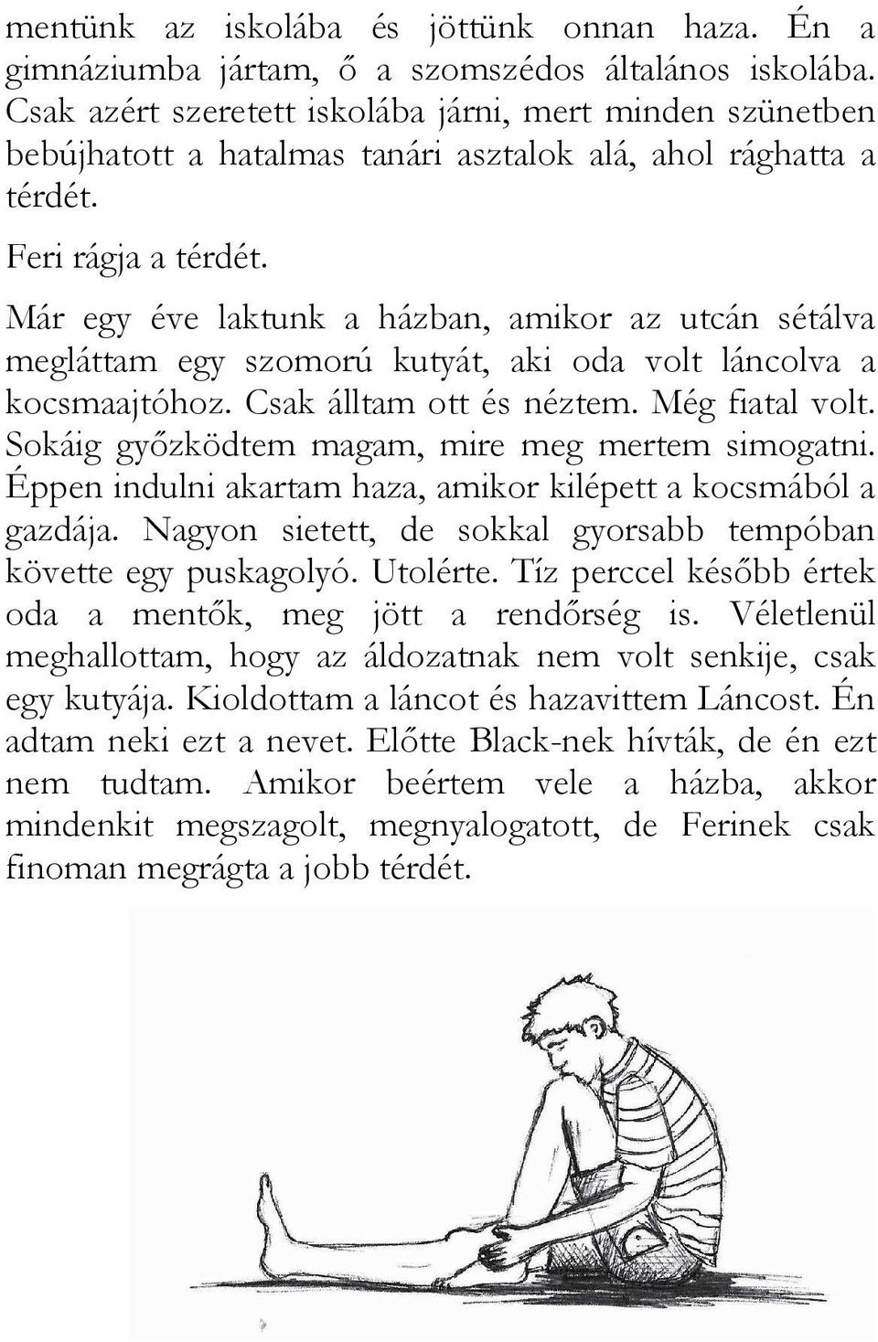 Már egy éve laktunk a házban, amikor az utcán sétálva megláttam egy szomorú kutyát, aki oda volt láncolva a kocsmaajtóhoz. Csak álltam ott és néztem. Még fiatal volt.