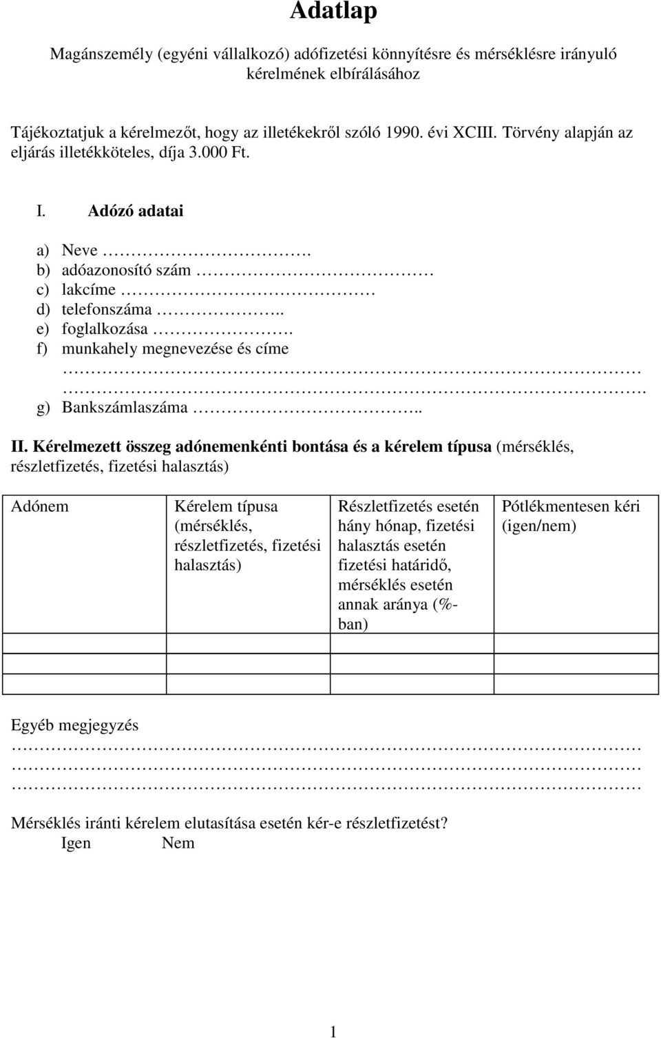 g) Bankszámlaszáma.. II.