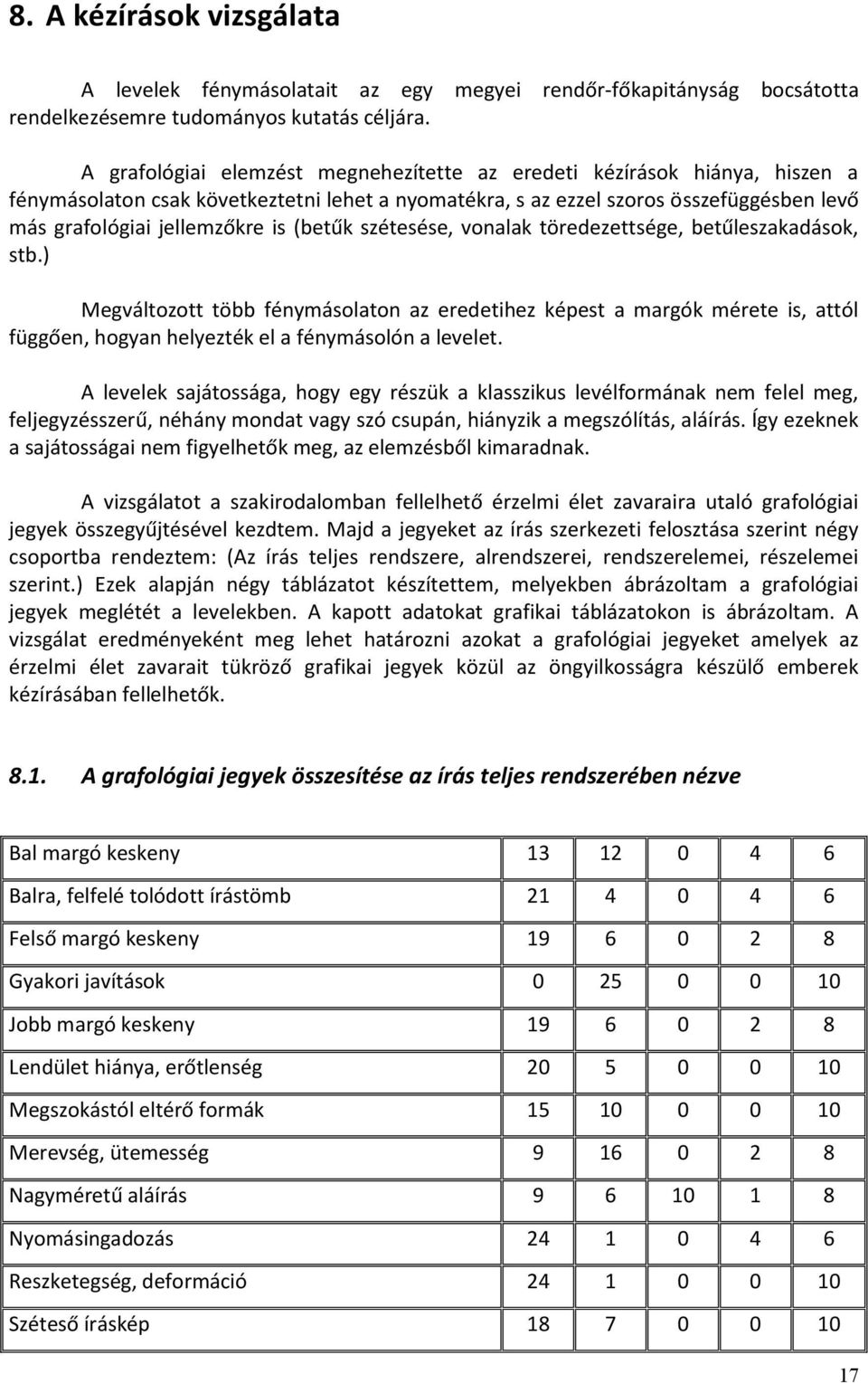 (betűk szétesése, vonalak töredezettsége, betűleszakadások, stb.) Megváltozott több fénymásolaton az eredetihez képest a margók mérete is, attól függően, hogyan helyezték el a fénymásolón a levelet.