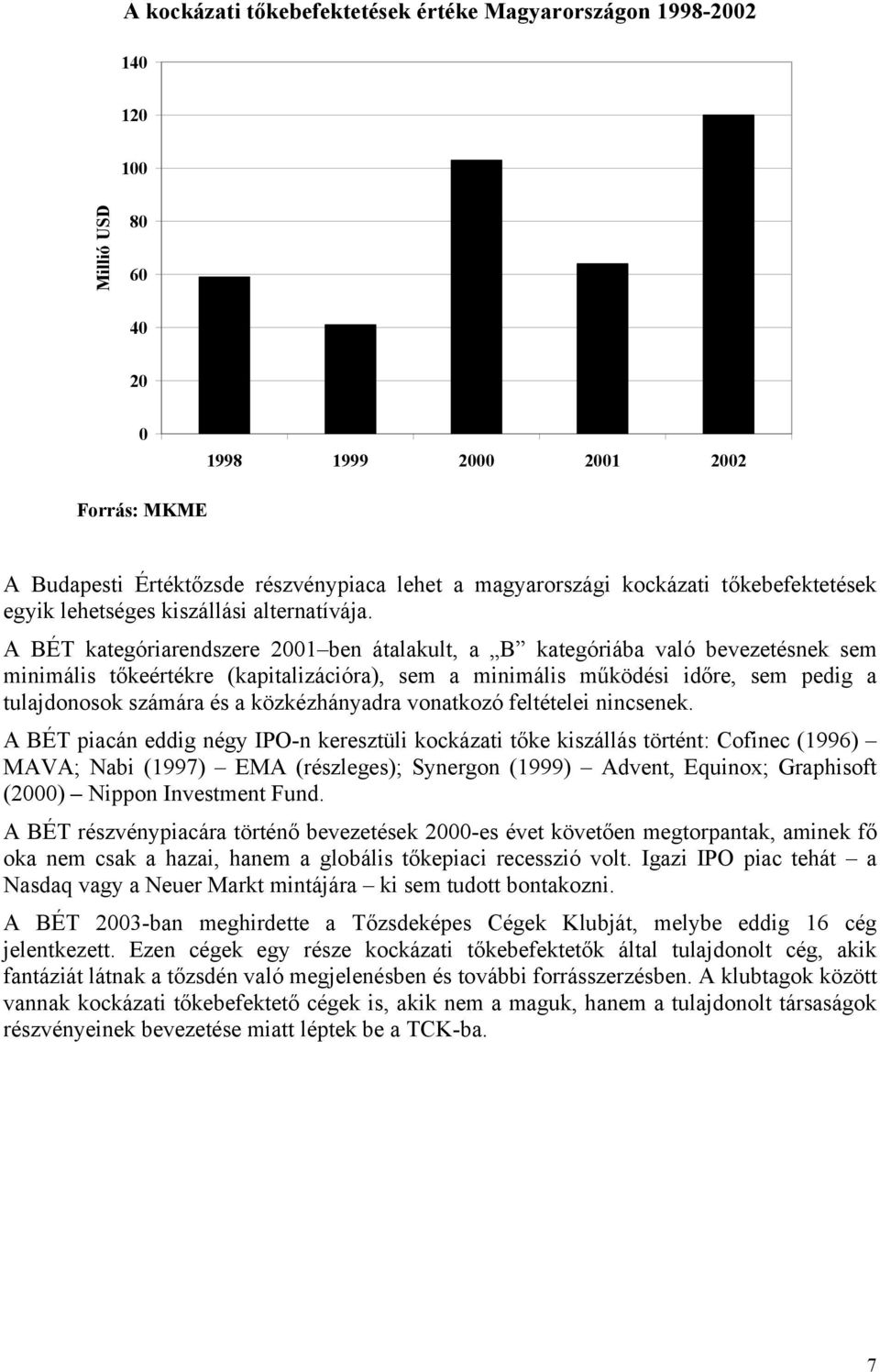 A BÉT kategóriarendszere 2001 ben átalakult, a B kategóriába való bevezetésnek sem minimális tőkeértékre (kapitalizációra), sem a minimális működési időre, sem pedig a tulajdonosok számára és a