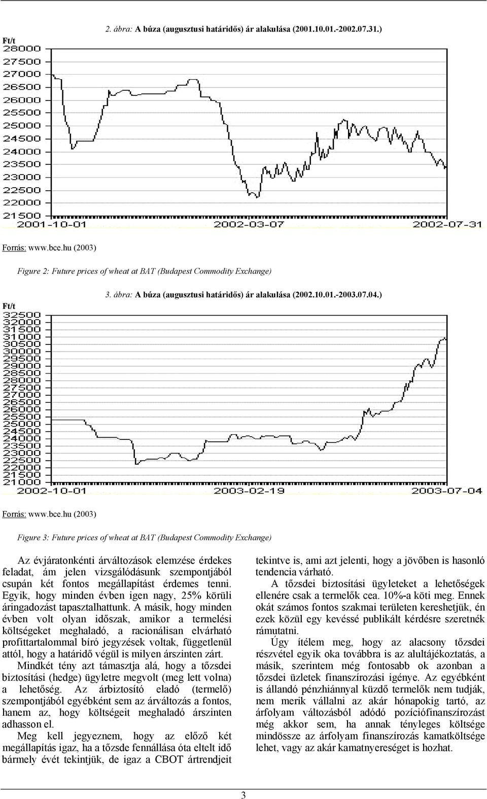 hu (3) Figure 3: Fuure rices of whea a BAT (Budaes Commodiy Exchange) Az évjáraonkéni árválozások elemzése érdekes felada, ám jelen vizsgálódásunk szemonjából csuán ké fonos megállaíás érdemes enni.