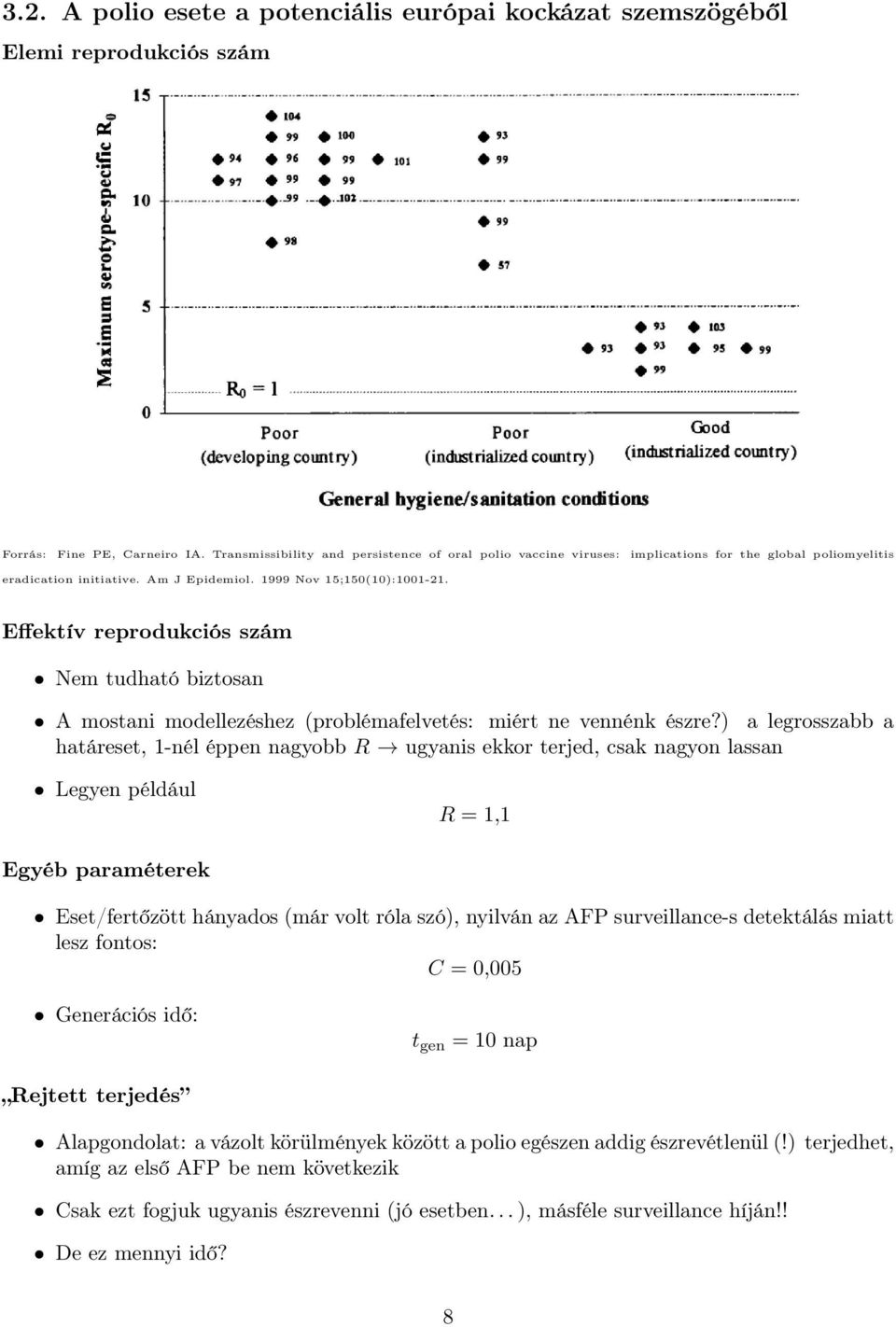 Effektív reprodukciós szám Nem tudható biztosan A mostani modellezéshez (problémafelvetés: miért ne vennénk észre?
