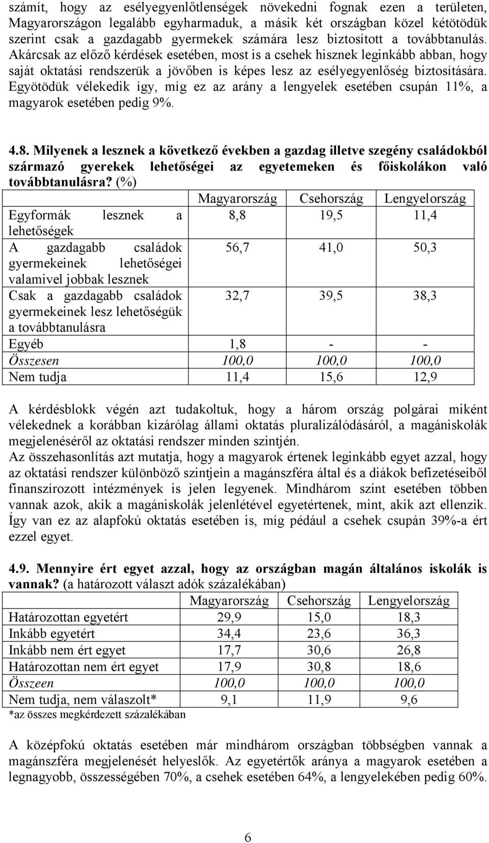 Egyötödük vélekedik így, míg ez az arány a lengyelek esetében csupán 11%, a magyarok esetében pedig 9%. 4.8.