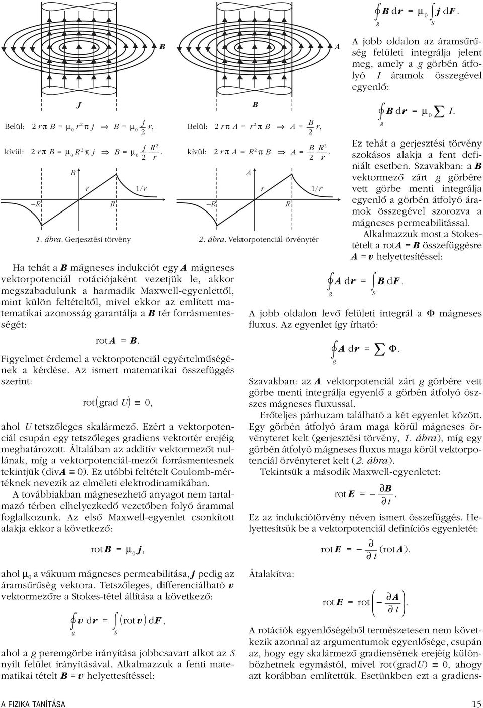 matematikai aonossá aantálja a té foásmentesséét: Fiyelmet édemel a vektopotenciál eyételmûséé- nek a kédése. ismet matematikai össefüés seint: ot. 1/ ahol U tetsôlees skalámeô.