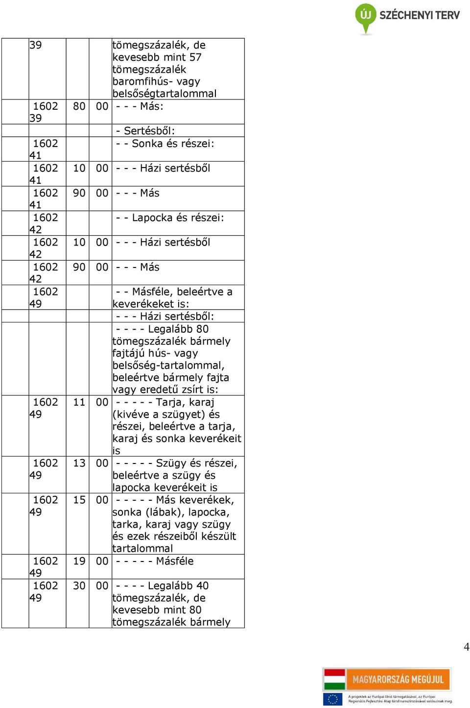 hús- vagy belsőség-tartalommal, beleértve bármely fajta vagy eredetű zsírt is: 11 - - - - - Tarja, karaj (kivéve a szügyet) és részei, beleértve a tarja, karaj és sonka keverékeit is 13 - - - - -