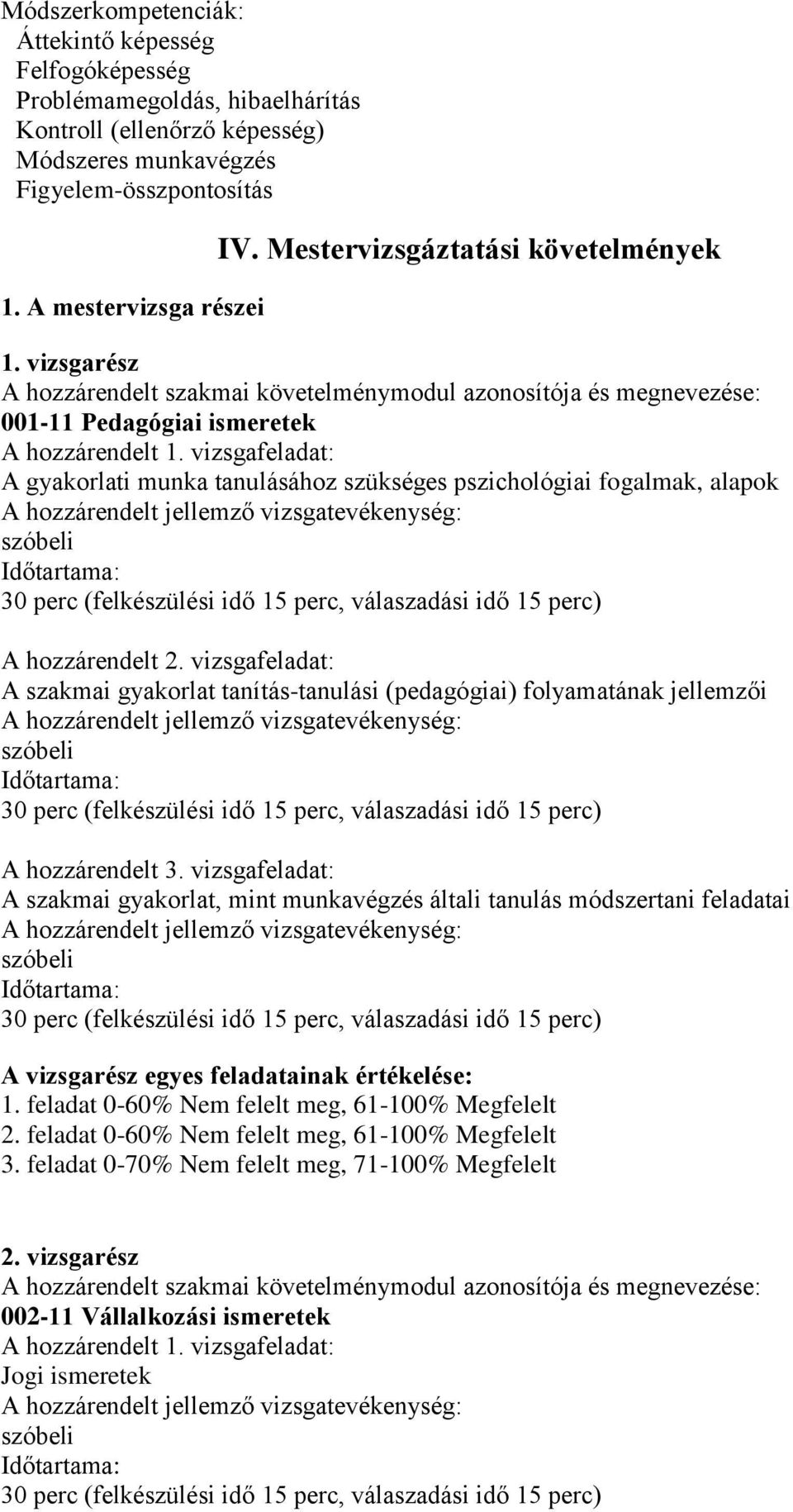 vizsgafeladat: A gyakorlati munka tanulásához szükséges pszichológiai fogalmak, alapok szóbeli Időtartama: 30 perc (felkészülési idő 15 perc, válaszadási idő 15 perc) A hozzárendelt 2.