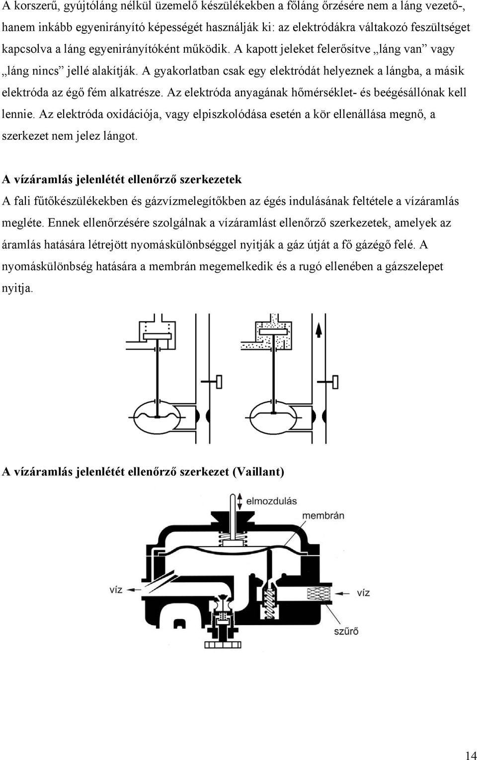 Az elektróda anyagának hőmérséklet- és beégésállónak kell lennie. Az elektróda oxidációja, vagy elpiszkolódása esetén a kör ellenállása megnő, a szerkezet nem jelez lángot.