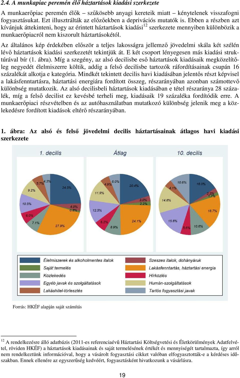 Ebben a részben azt kívánjuk áttekinteni, hogy az érintett háztartások kiadási 12 szerkezete mennyiben különbözik a munkaerőpiacról nem kiszorult háztartásokétól.