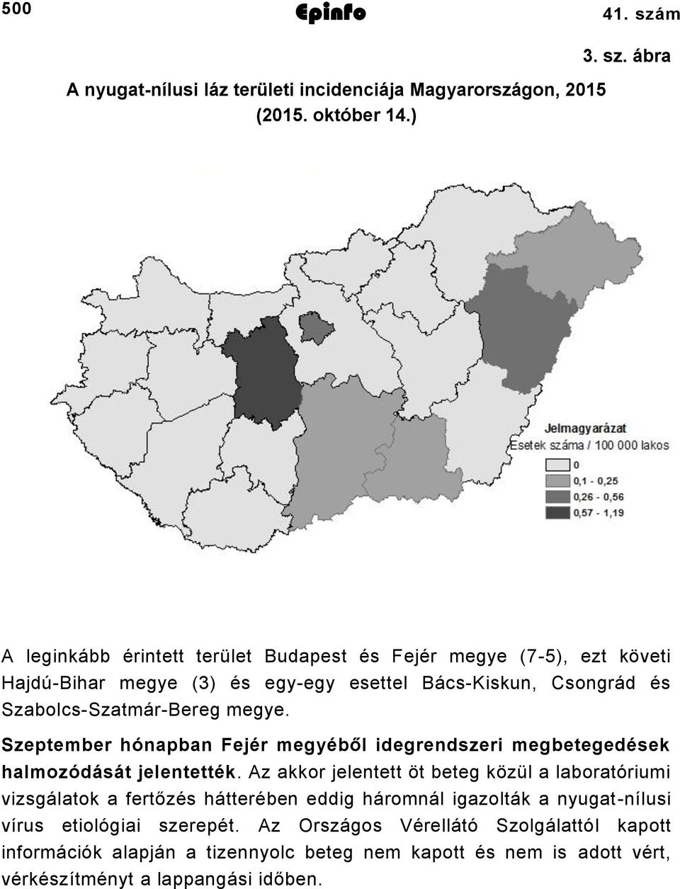 ábra A leginkább érintett terület Budapest és Fejér megye (7-5), ezt követi Hajdú-Bihar megye (3) és egy-egy esettel Bács-Kiskun, Csongrád és Szabolcs-Szatmár-Bereg