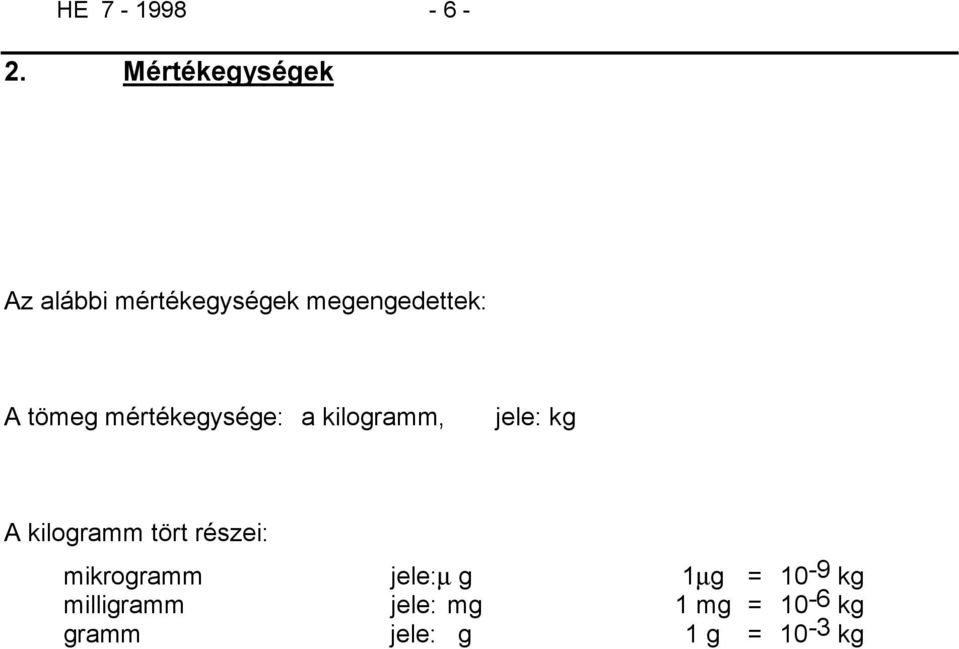 tömeg mértékegysége: a kilogramm, jele: kg A kilogramm tört