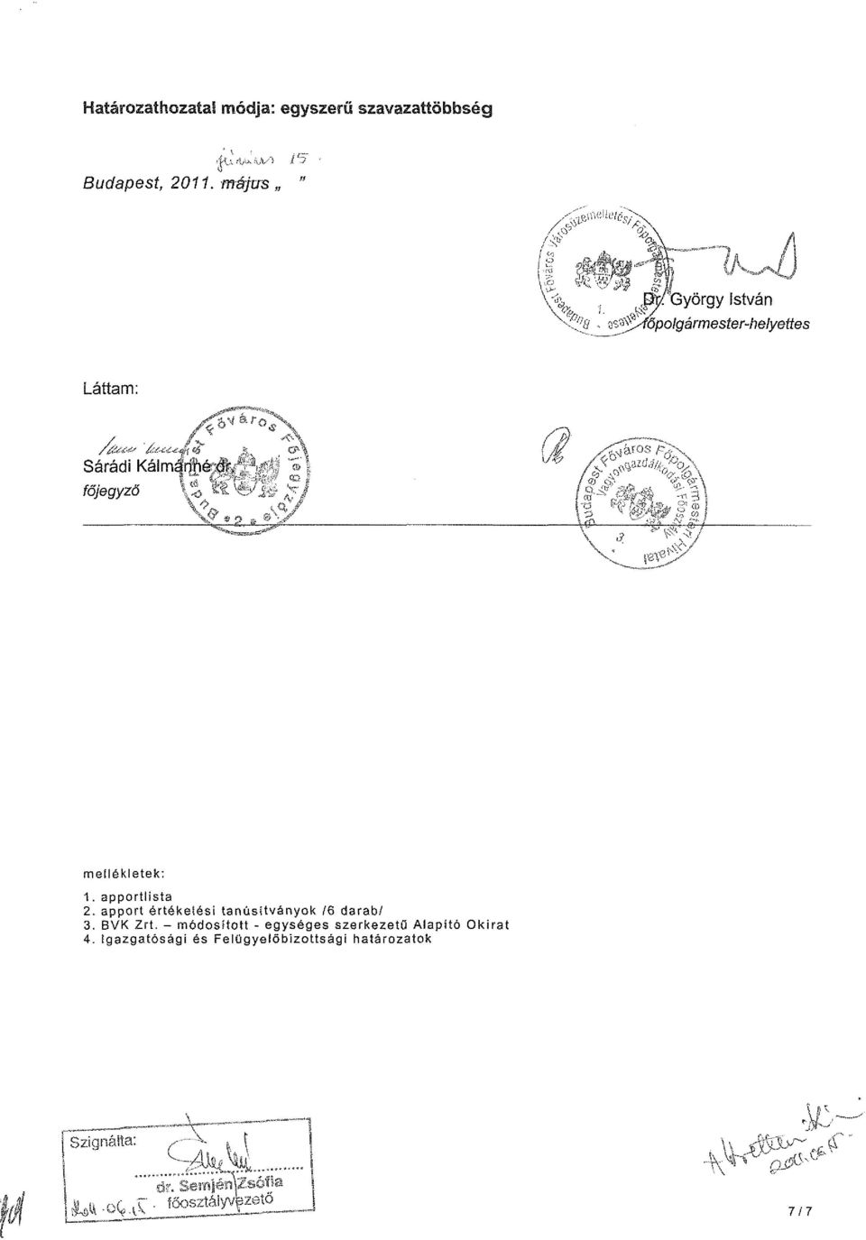 apport értékelési tanúsítványok /6 darab/ 3. BVK Zrt.