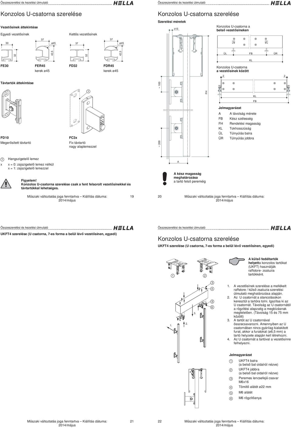 balra Túlnyúlás jobbra x angszigetel lemez x = 0: zajszigetel lemez nélkül x = : zajszigetel lemezzel csak a fent felsorolt vezet sínekkel és távtartókkal lehetséges.