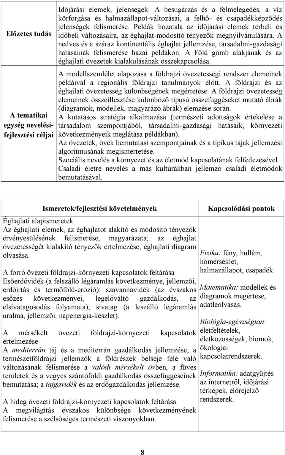 Példák hozatala az időjárási elemek térbeli és időbeli változásaira, az éghajlat-módosító tényezők megnyilvánulására.