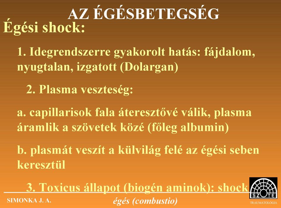 Plasma veszteség: a.