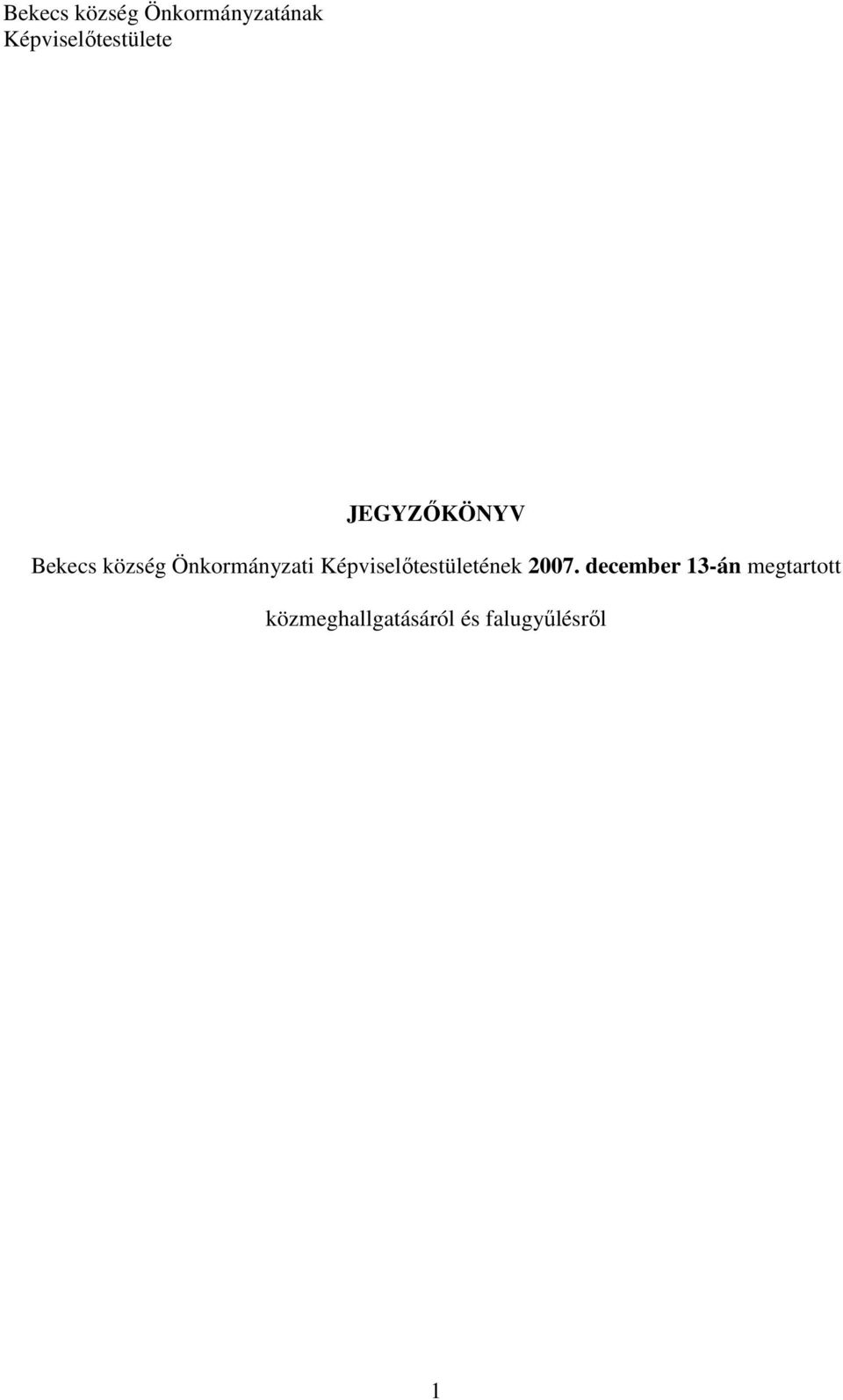 Önkormányzati Képviselőtestületének 2007.