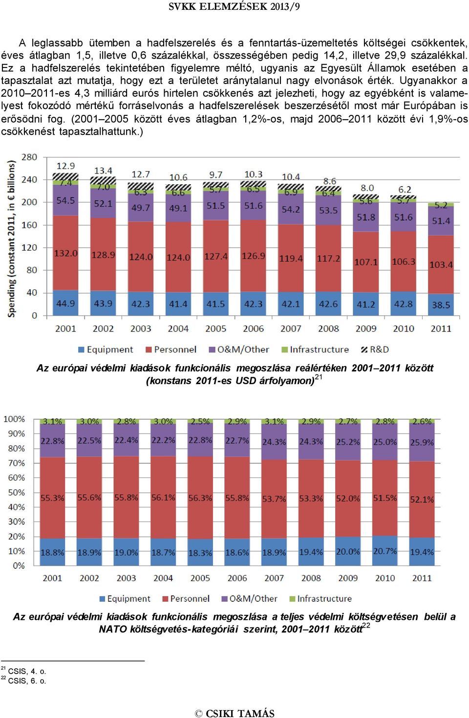 Ugyanakkor a 2010 2011-es 4,3 milliárd eurós hirtelen csökkenés azt jelezheti, hogy az egyébként is valamelyest fokozódó mértékű forráselvonás a hadfelszerelések beszerzésétől most már Európában is