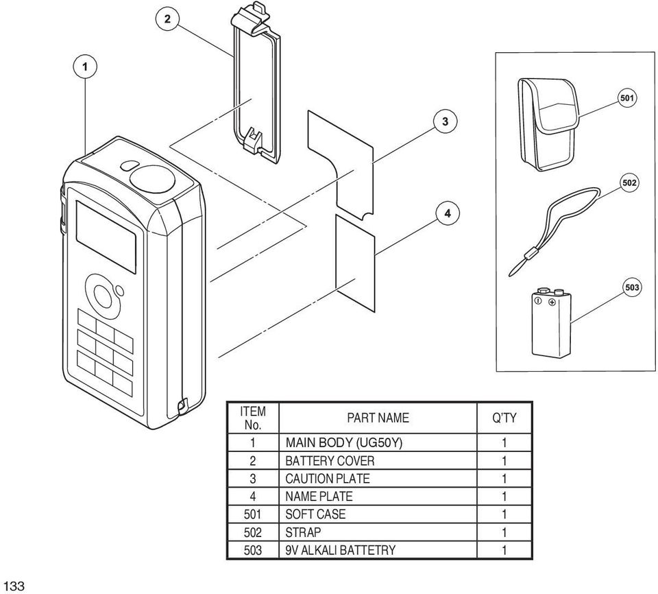 BATTERY COVER 1 3 CAUTION PLATE 1 4