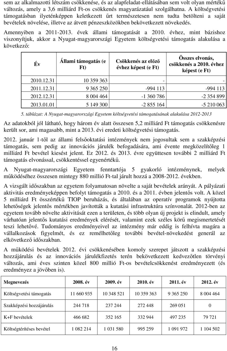 Amennyiben a 2011-2013. évek állami támogatását a 2010.