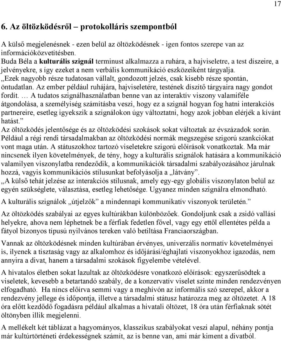 Ezek nagyobb része tudatosan vállalt, gondozott jelzés, csak kisebb része spontán, öntudatlan. Az ember például ruhájára, hajviseletére, testének díszítő tárgyaira nagy gondot fordít.