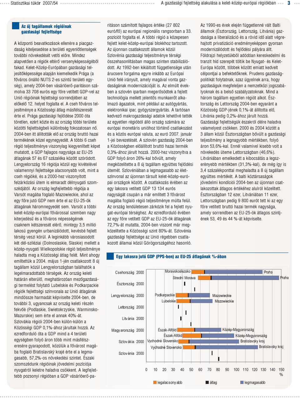 Kelet-Közép-Európában gazdasági teljesítõképessége alapján kiemelkedik Prága (a fõváros önálló NUTS 2-es szintû területi egység), amely 2004-ben vásárlóerõ-paritáson számolva 33 708 eurós egy fõre